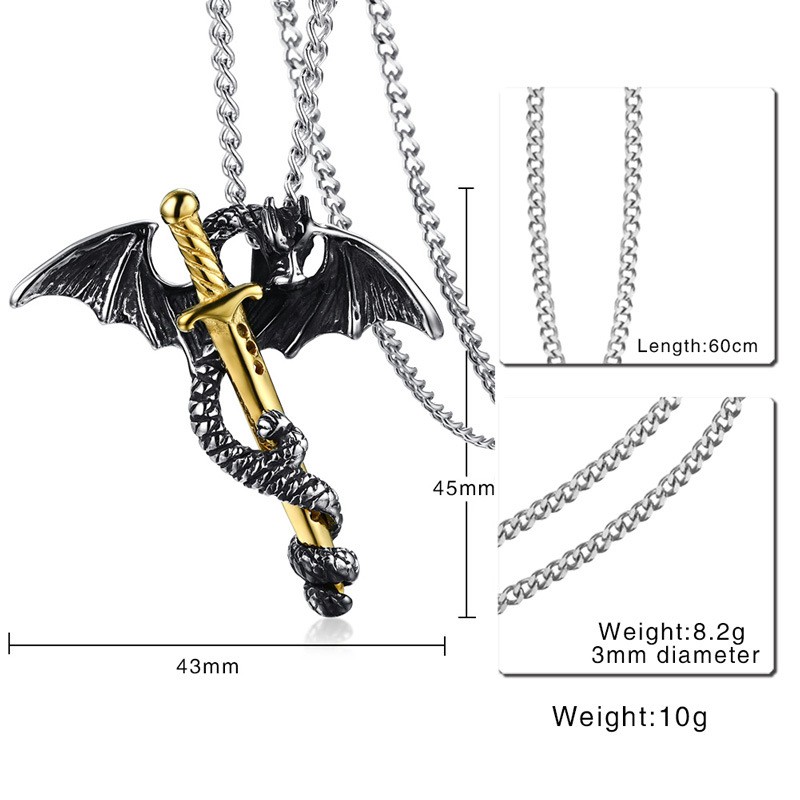 Kalung Cowok Pria bahan titanium cocok hadiah trend masa kini KC012 golok naga