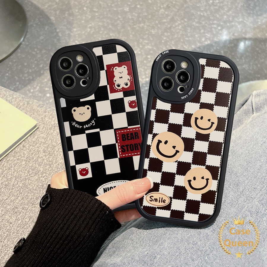 Soft Case Silikon Motif Kartun Beruang Tersenyum Untuk iPhone 11 13 12 Pro MAX 7 8 Plus XR X XS MAX 6 6s SE 2020