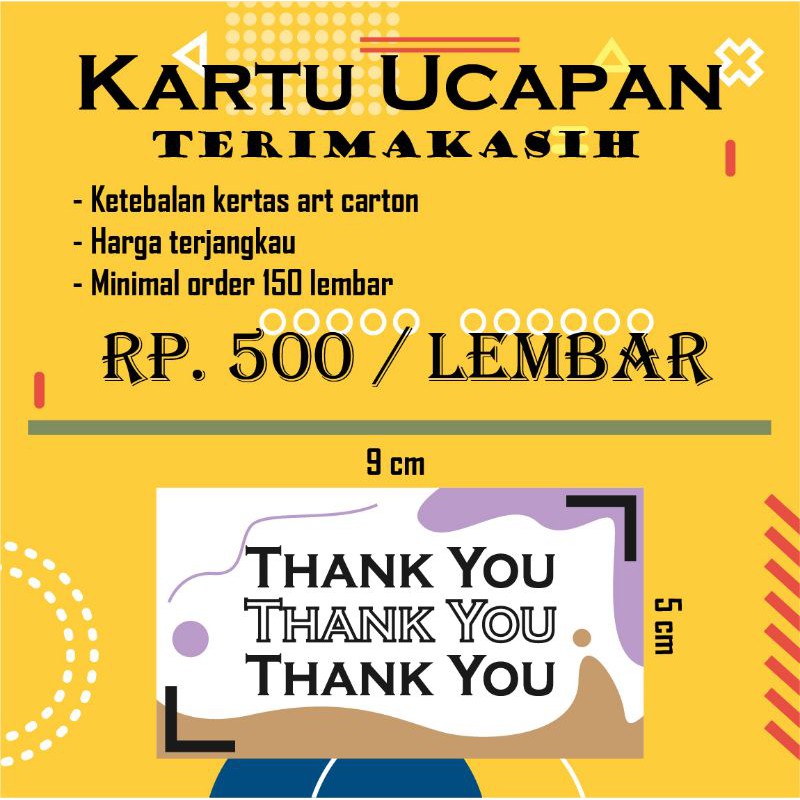 

KARTU UCAPAN TERIMAKASIH / THANK YOU CARD / SOUVERNIR
