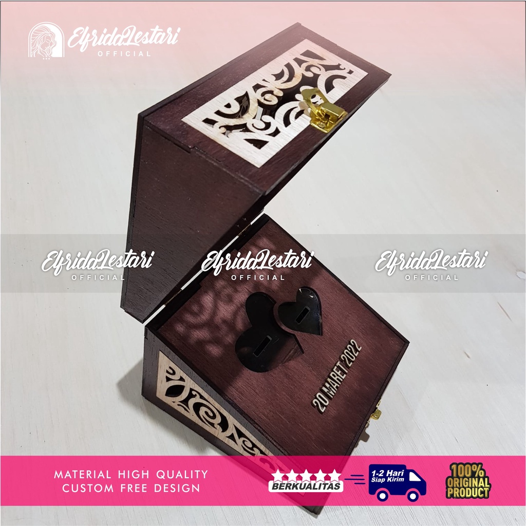 Box Cincin Tunangan | Seserahan  Custom Rustic Premium Laser