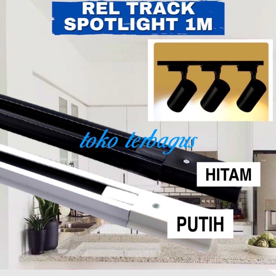 REL Lampu sorot spot track rell 1M kap 1 m meter trek LED PUTIH HITAM