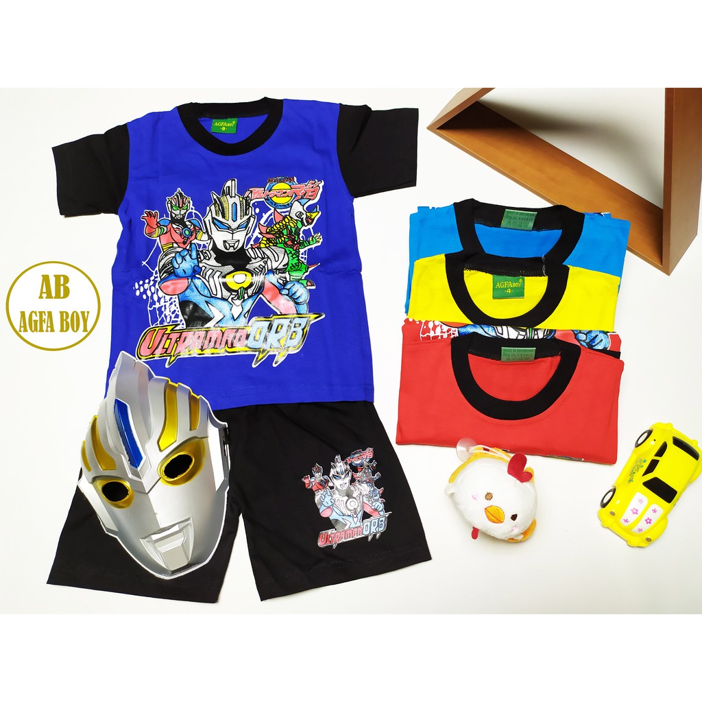 BAJU KAOS SETELAN ANAK LAKI-LAKI ULTRAMAN MURAH USIA 1-8 TAHUN
