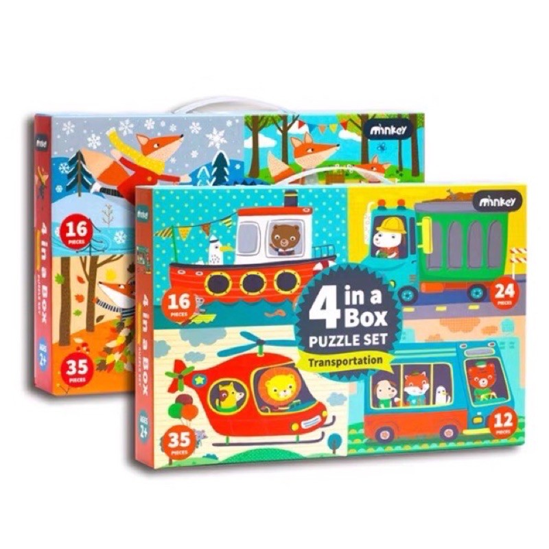 Minkey 4 in 1 puzzle - early puzzle - activity toys- kado anak - hadiah anak cowok - mainan edukasi