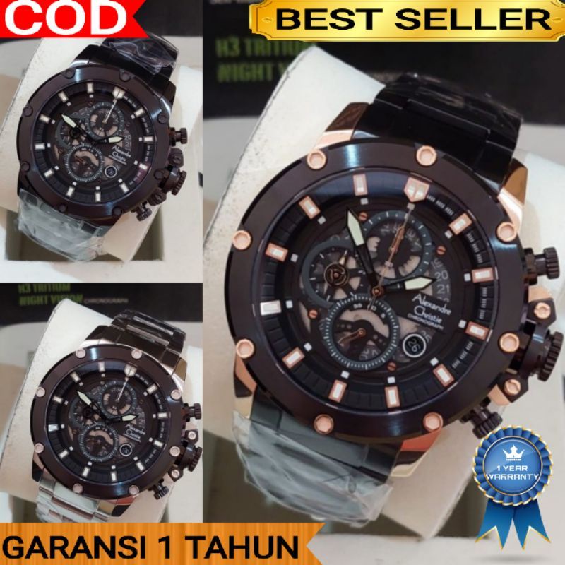 JAM TANGAN PRIA ALEXANDRE CRISTI AC 6564 TALI RANTAI ORIGINAL