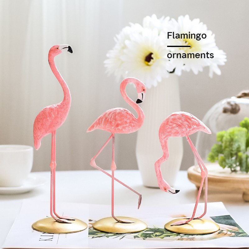 Ornamen Flamingo Pink Bahan Resin Untuk Dekorasi Ruang Tamu / Kantor / Kamar Tidur