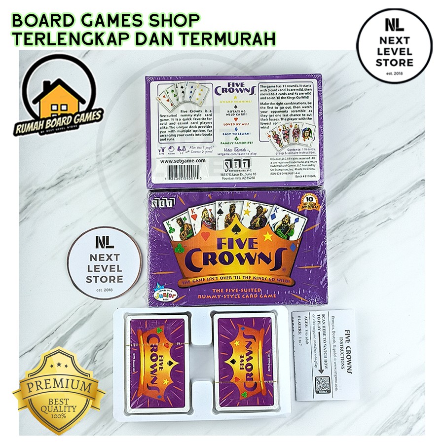 Five Crowns Card Game Board Games - A Rummy-style game with 5 suits Crown - NEW