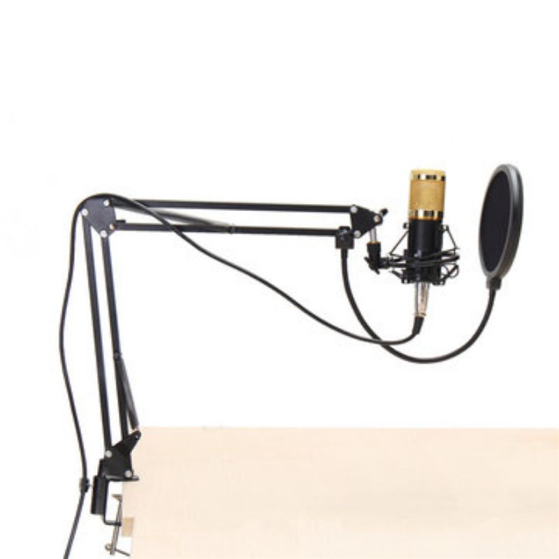 Paket Live Streaming dan Rekaman 1 Mic Kondenser BM800 + Arm Stand Pop Filter  Free Splitter Dan Earphone