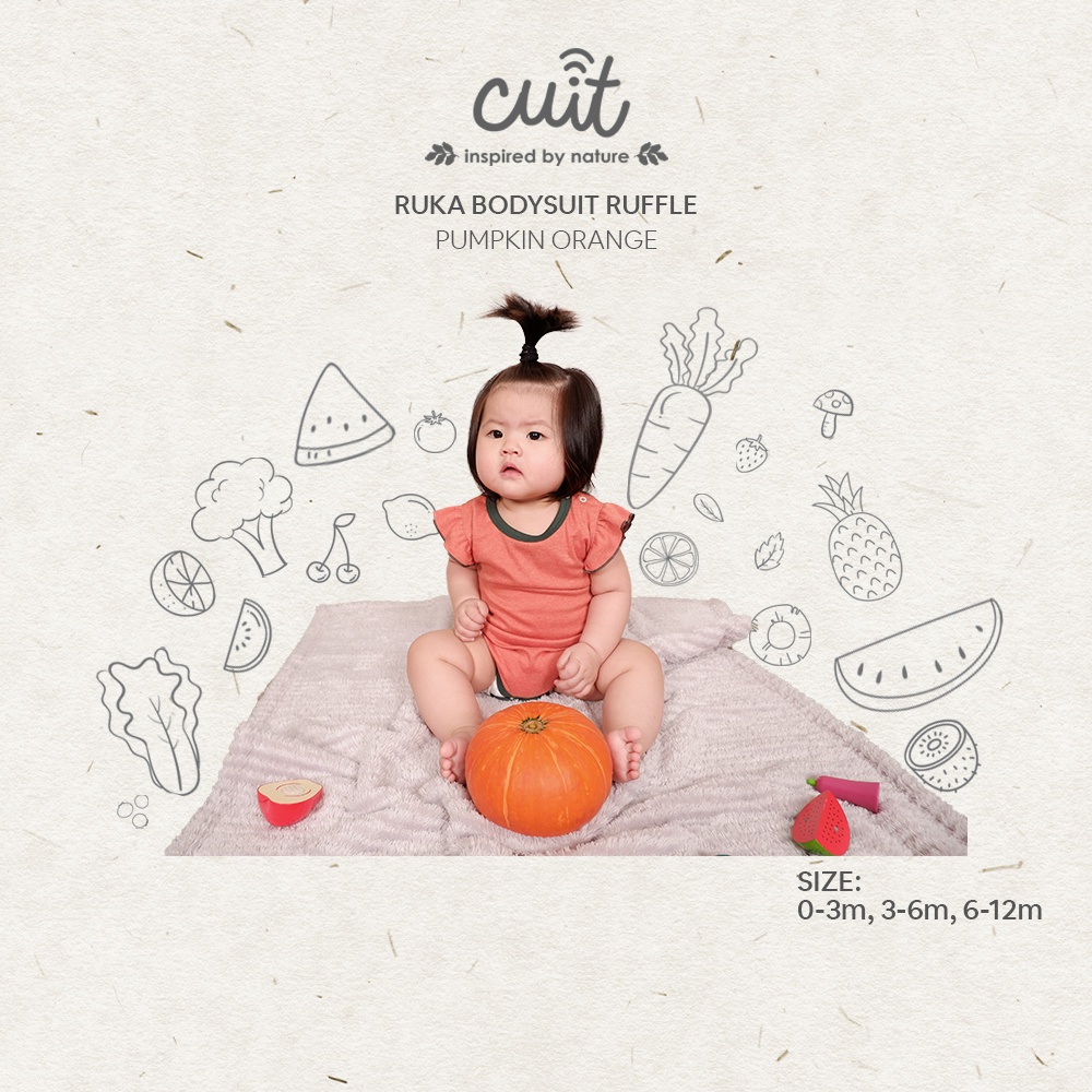 Cuit Babywear Ruka Ruffle Bodysuit Polos Lucu Bayi Perempuan Furutsu Series - 0-3 3-6 6-12 bulan