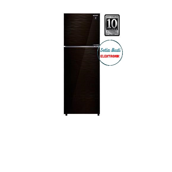 Kulkas Sharp 2 pintu Shine KAca Hitam J-Tech Inverter Series SJ 426Gi-MK / SJ 426GI / SJ 426 / 426gi