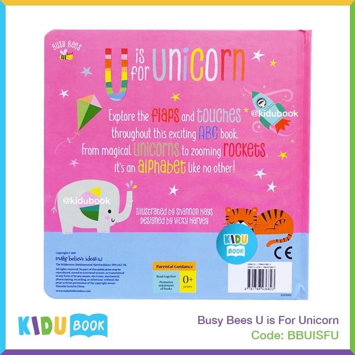 Buku cerita Bayi dan Anak Busy Bees U is For Unicorn Kidu Toys