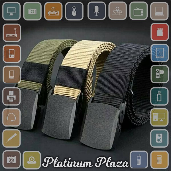 Rhodey Tali Ikat Pinggang Pria Anti Xray Plastik Canvas Non Metal Automatic Buckle - `CJKNMB-- Black