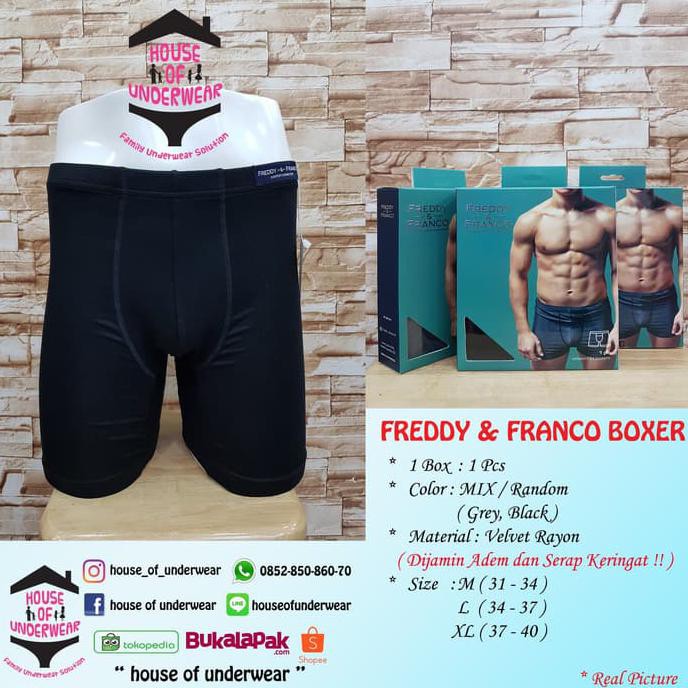 TERL4RIS CELANA DALAM PRIA BOXER PANJANG FREDDY & FRANCO SATUAN - RANDOM, L
