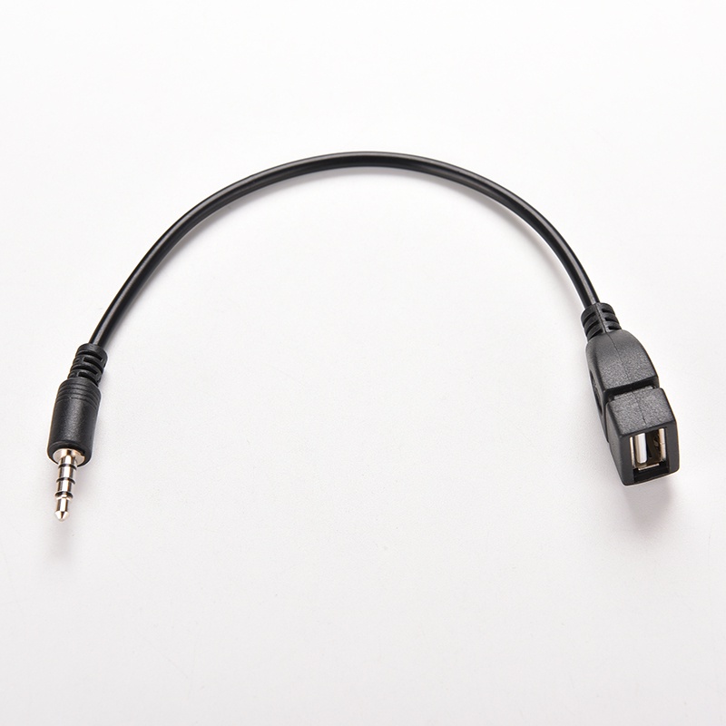 (LUCKID) 1pc Kabel Konverter Audio AUX 3.5mm Male Ke USB 2.0 Female Untuk Mobil