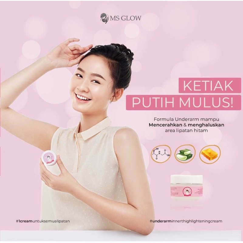 Ms Glow Underarm Inner Thigh Lightening Cream Pencerah Ketiak