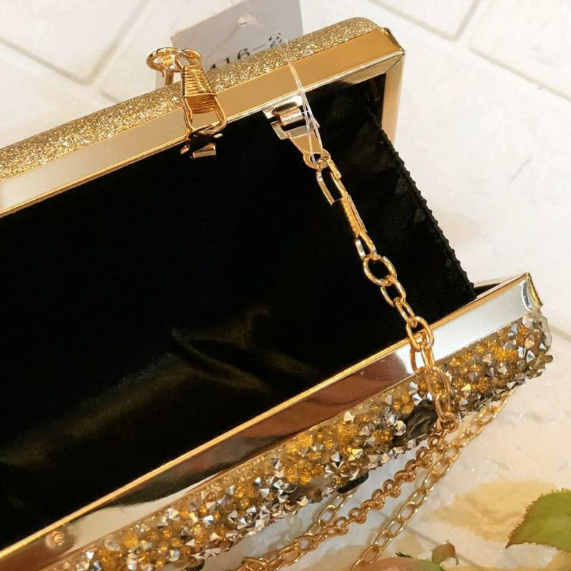 Tas Pesta VALENTINA Embellished Crystal Box Clutch