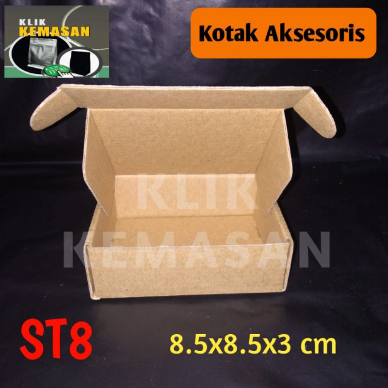 

KOTAK AKSESORIS ST-8 KARDUS COKLAT POLOS KADO GIFT BOX DUS PACKING