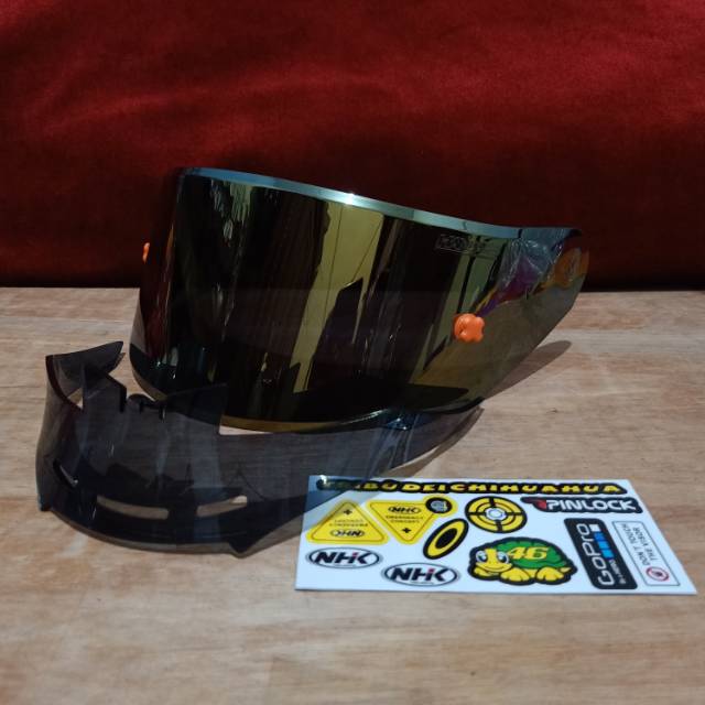 Kaca Helm NHK GP1000 + TOPost + Spoiler NHK GP1000 flat visor iridium silver Gold Blue GP1000