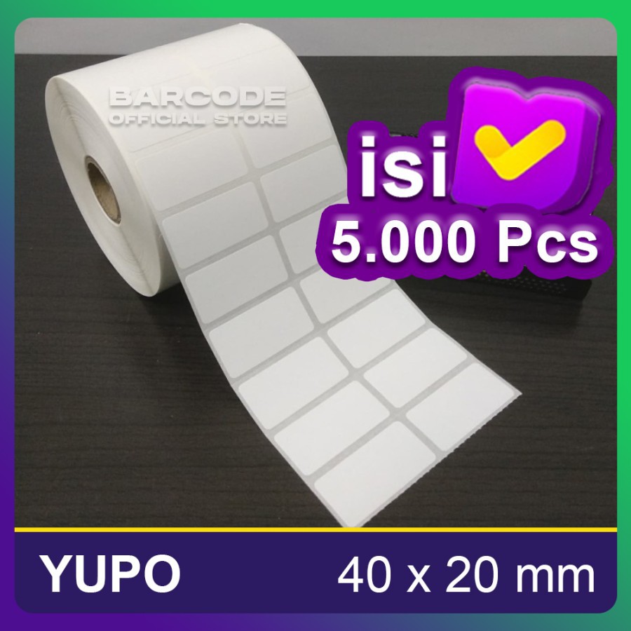 

CUSTOM LABEL YUPO UKURAN 40X20 MM - 2 LINE ISI 5000 PCS LABEL BARCODE