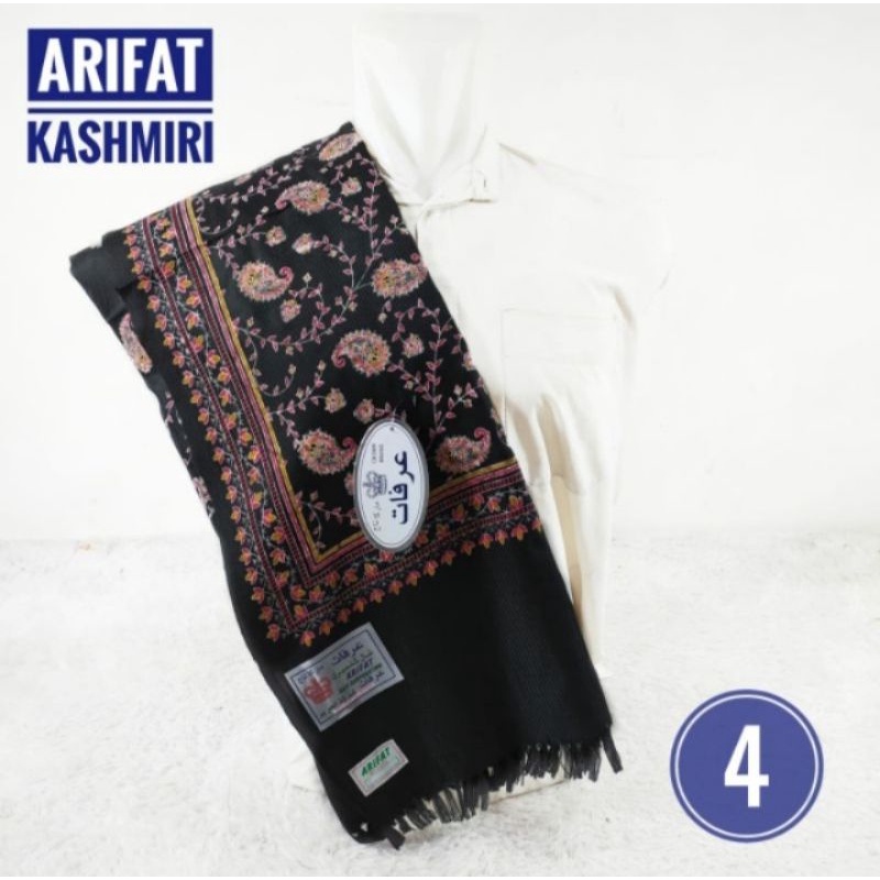 Sorban Kashmiri Print Hitam Arifat India Tebal Panjang