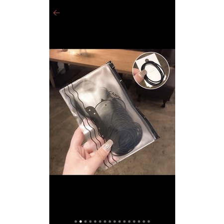 [COD]Ikat Rambut Karet Gelang Hitam polos Elastis Gaya Korea Untuk Wanita Isi 100pcs + FREE POUCH