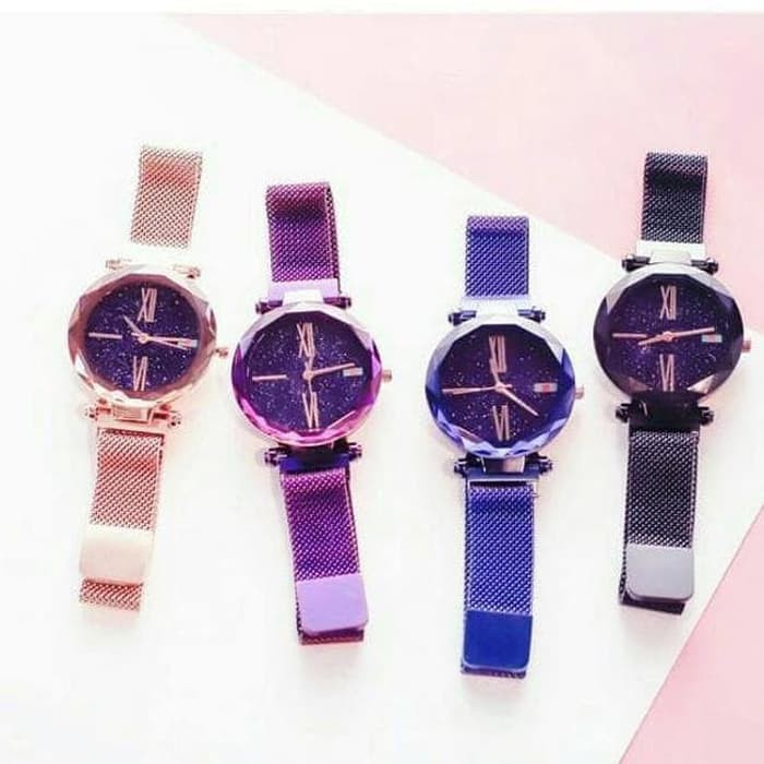 Jam Tangan Wanita Magnet /  Jam Tangan Motif Romawi-2