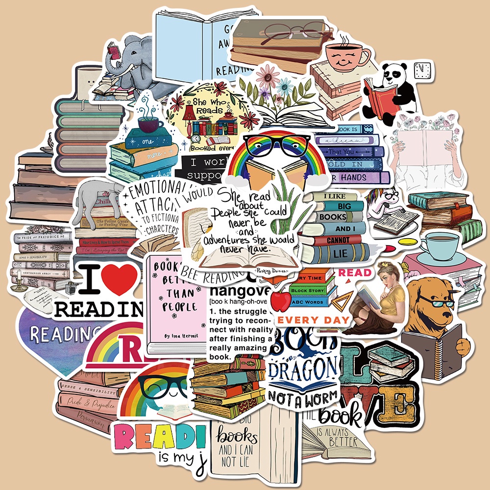 50pcs reading literary stickers personalized decoration hand account stickers box computer waterproof stickers