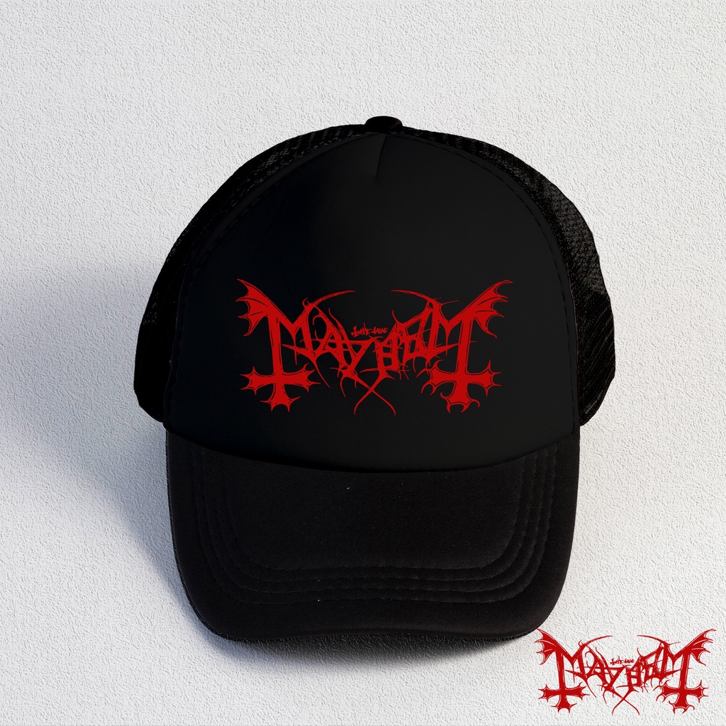 MAYHEM / TOPI METAL / TOPI BAND /TOPI DISTRO/HAT/TRUCKER DISTRO  / TRUCKER BAND/TOPI JARING DISTRO/TOPI JARING BAND