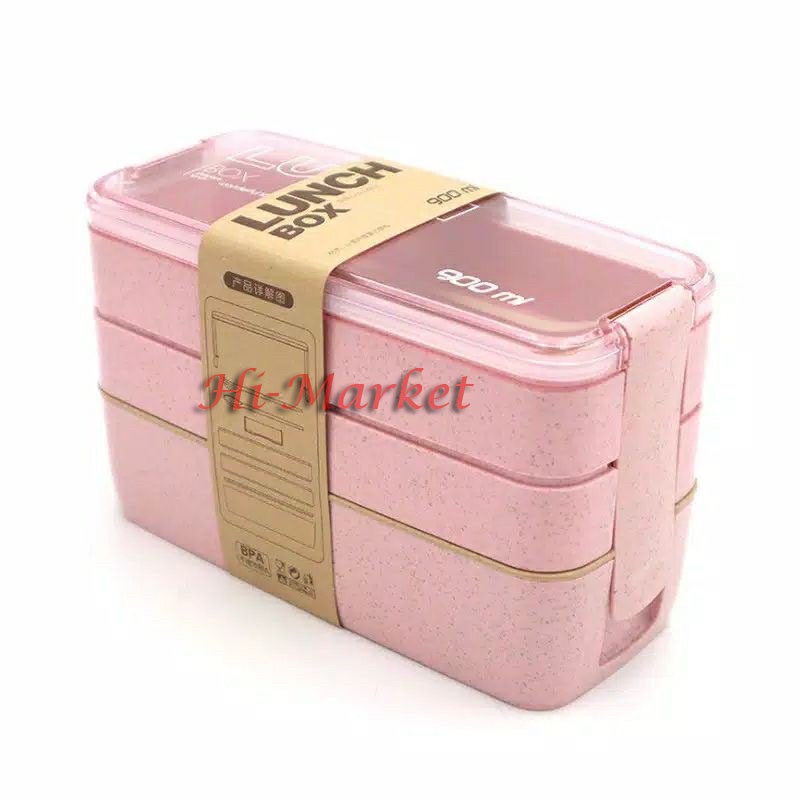 LUNCH BOX 900ml /KOTAK MAKAN SET 3TINGKAT BENTO/BEKAL KOTAK MAKAN