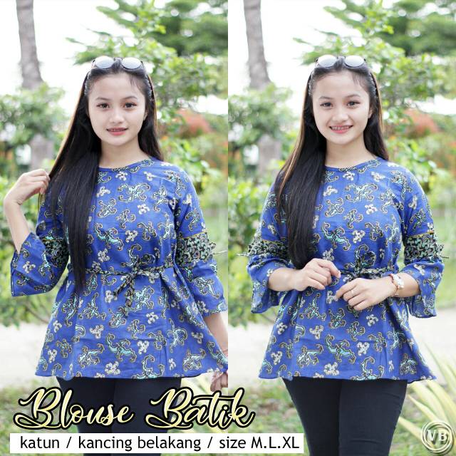 HOT SALE ATASAN BATIK FASHION BATIK BLOUSE BLUS BATIK WANITA KANTORAN SERI LONCENG BATIK CAHAYA