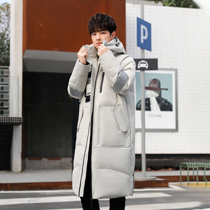 Beberapa Jaket Pria Hooe Wanita Panjang  Korea Tren Penebalan Hangat Mantel