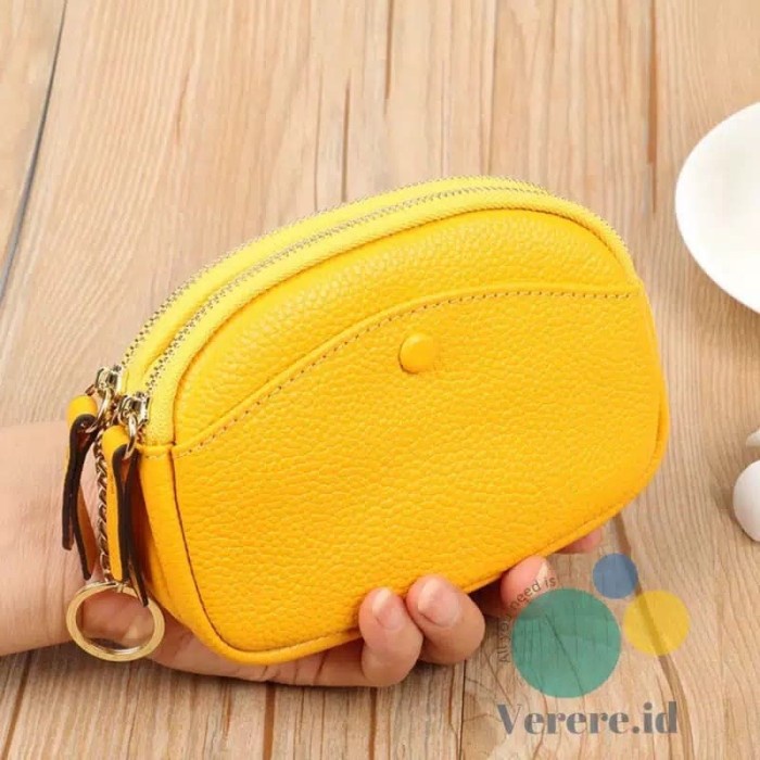 Clay dompet koin|dompet kulit wanita |dompet kunci mobil | dompet stnk - Kuning