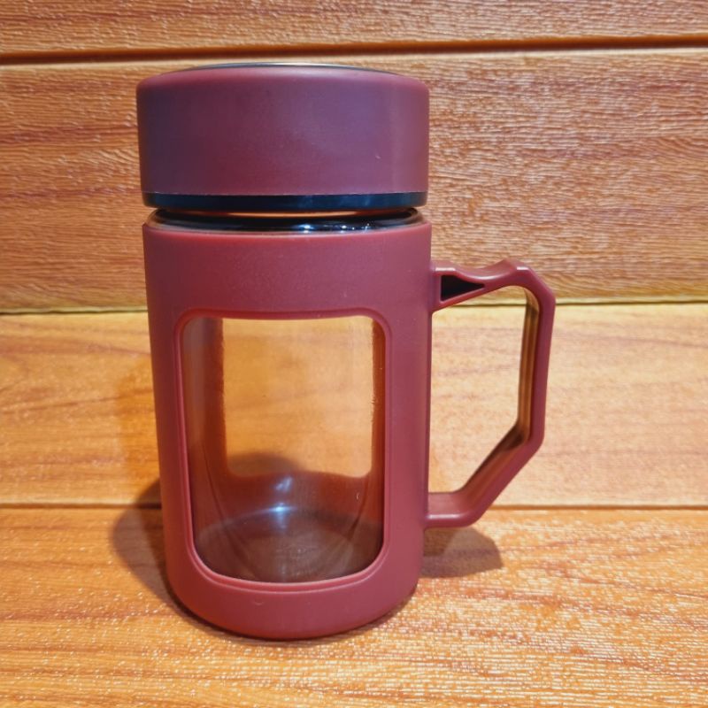 Mug Tutup Thermos 450ml / Mug Kaca / Gelas Tutup Kaca Murah / Gelas Kaca Motif Thermos / Cangkir Kaca