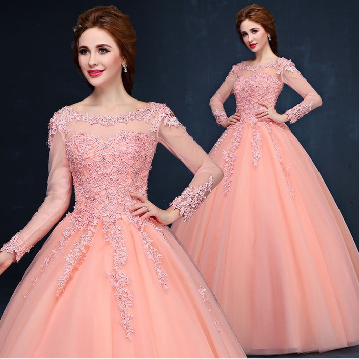Gaun Pengantin 0211016 Pink Wedding Gown Wedding Dress