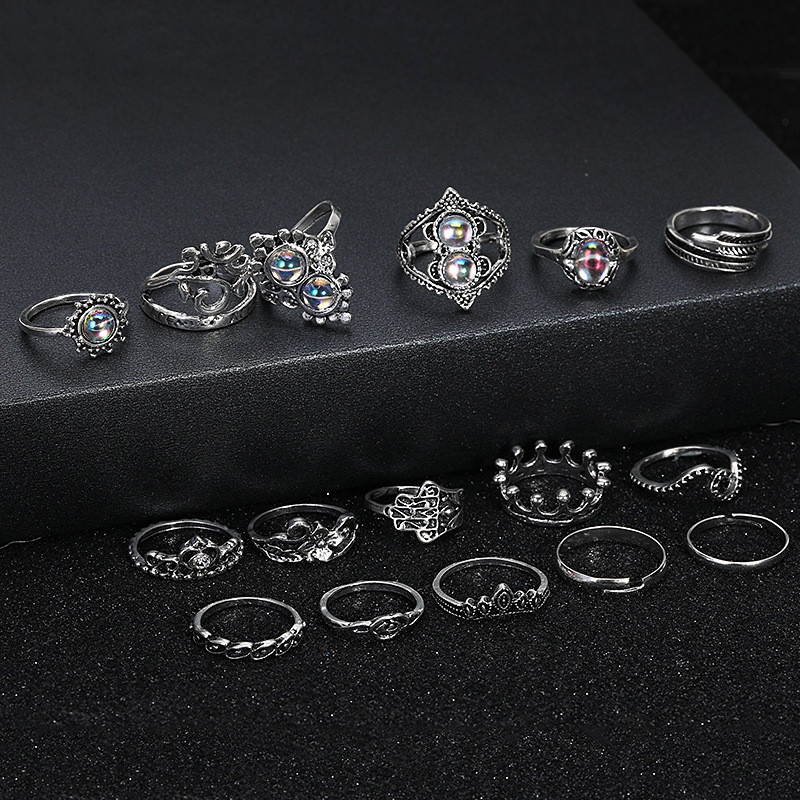 16pcs / Set Cincin Desain Mata Kucing Untuk Wanita