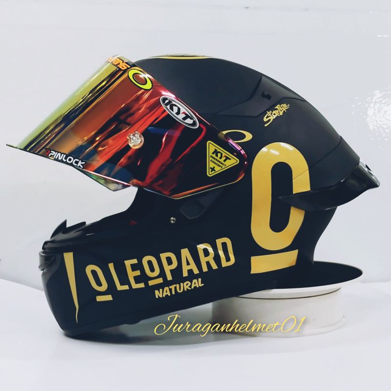 helm full face kyt tt course paket ganteng black doff leopard