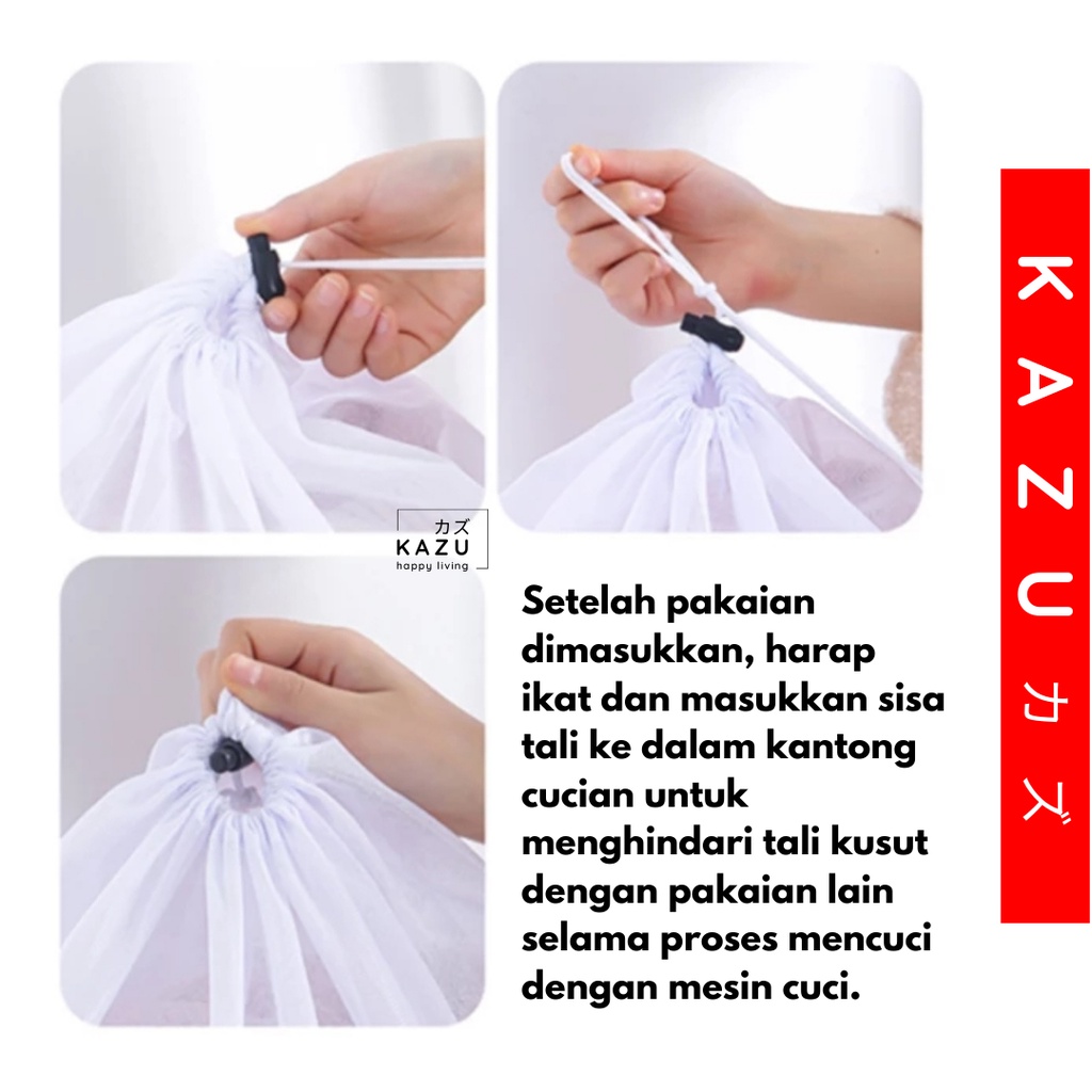 KAZU KHL209 Laundry Bag Serut Drawstring Washing Bag Tas Kantong Jaring Mesin Cuci Pakaian Kotor