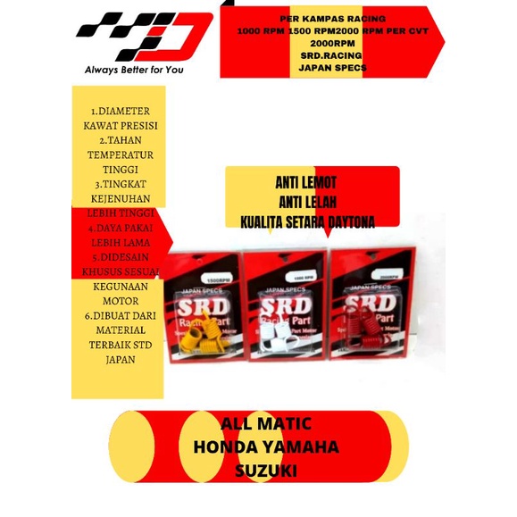 PER KAMPAS GANDA CENTRI RACING 1000 RPM 1500 RPM 2000 RPM SPIN SKYWIVE SKYDRIVE LETS NEXT 1dan 2 RAC