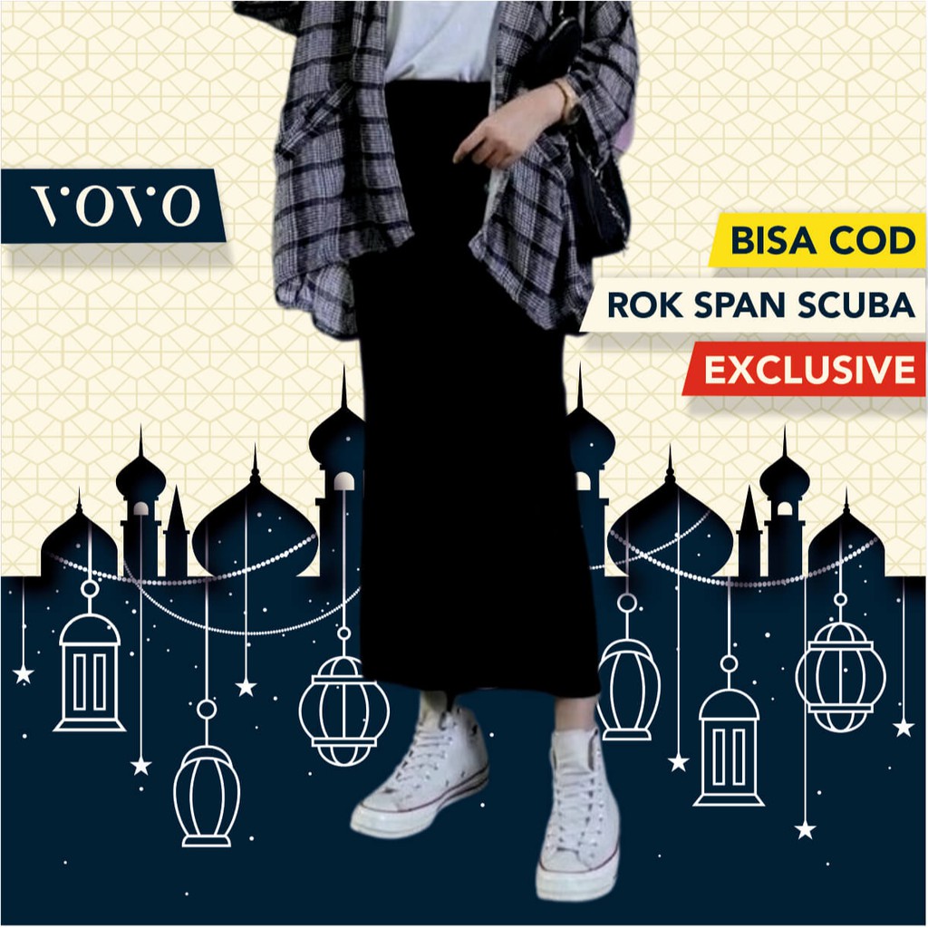  COD ROK  SPAN SCUBA PANJANG  VOVO Bawahan Wanita Karet 