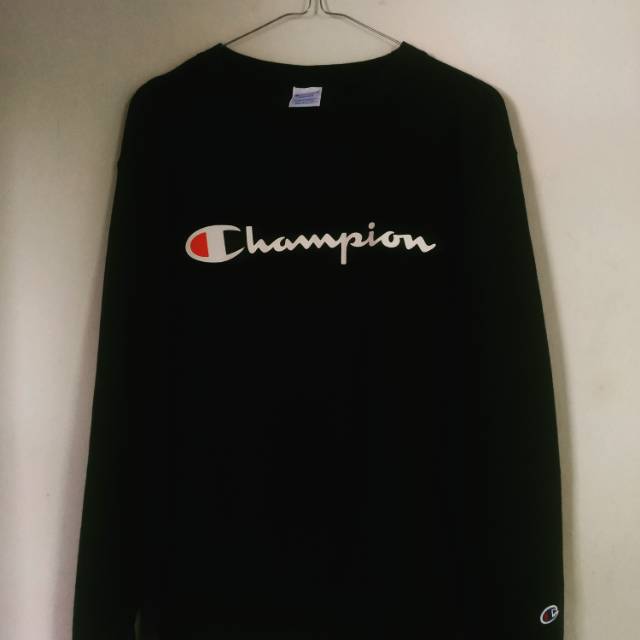Crewneck Champion Original sisa ekspor - HITAM/BLACK