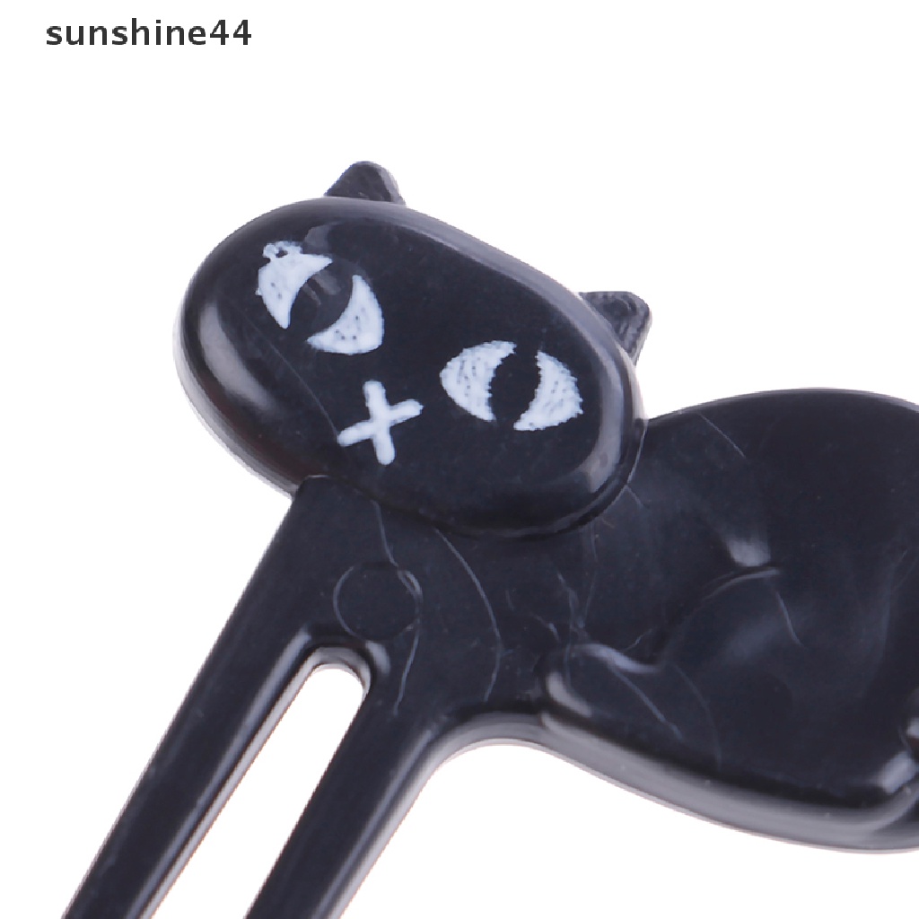 Sunshine 6Pcs Garpu Buah Desain Kucing Hitam Lucu Untuk Dekorasi dessert