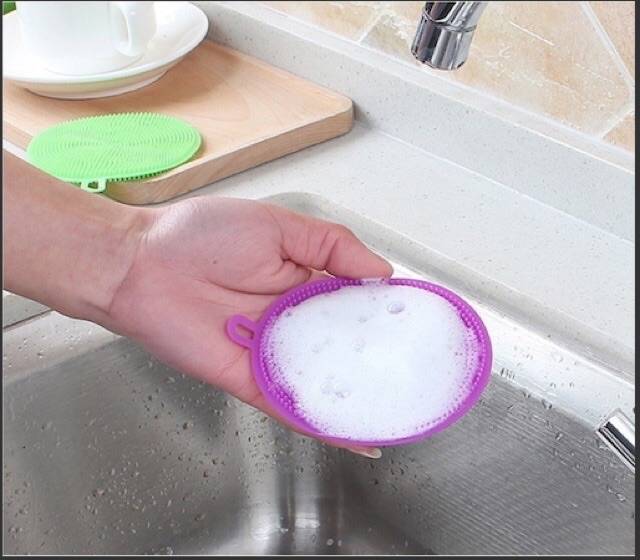 Spon Cuci Piring Silikon Anti kuman Karet Dish Sponge Silicone Cleaning wash