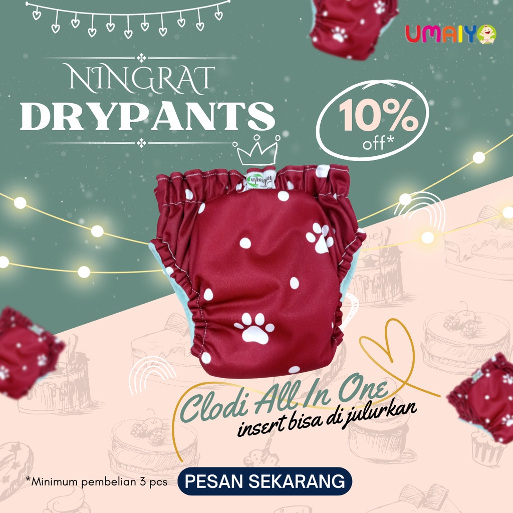 Ningrat DRYPANT Clodi Cepat Kering Popok Kain Bayi Cuci Ulang Model Celana Ukuran reguler  jumbo SNI