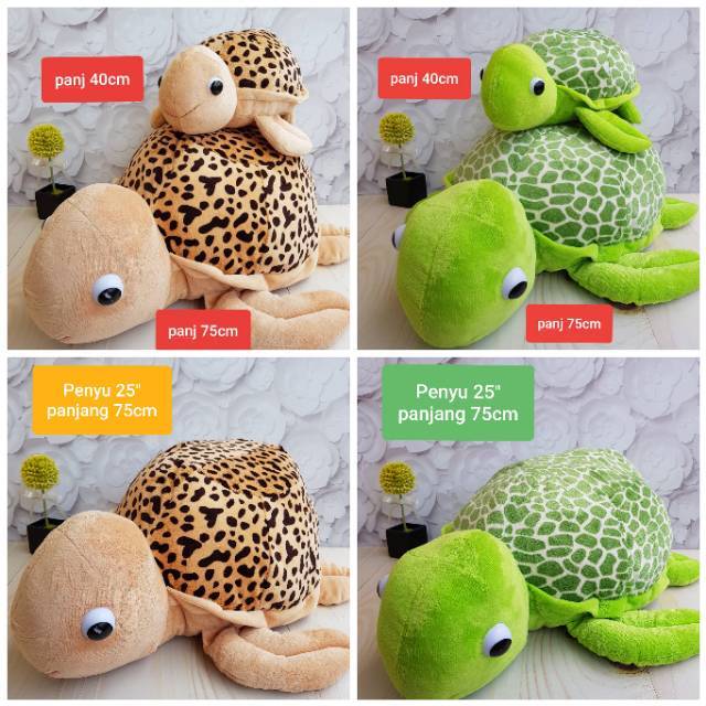 BONEKA SEA TURTLE / PENYU HIJAU DAN COKLAT UKURAN 40 CM DAN 75 CM JUMBO