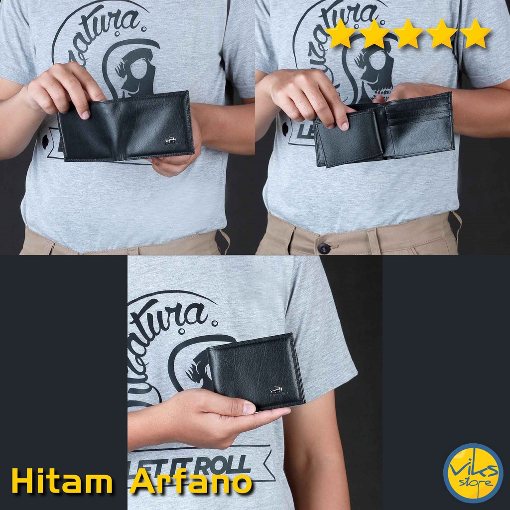 Dompet Cowok Pria Bahan Kulit Sintesis Wallet Polos Hitam Coklat