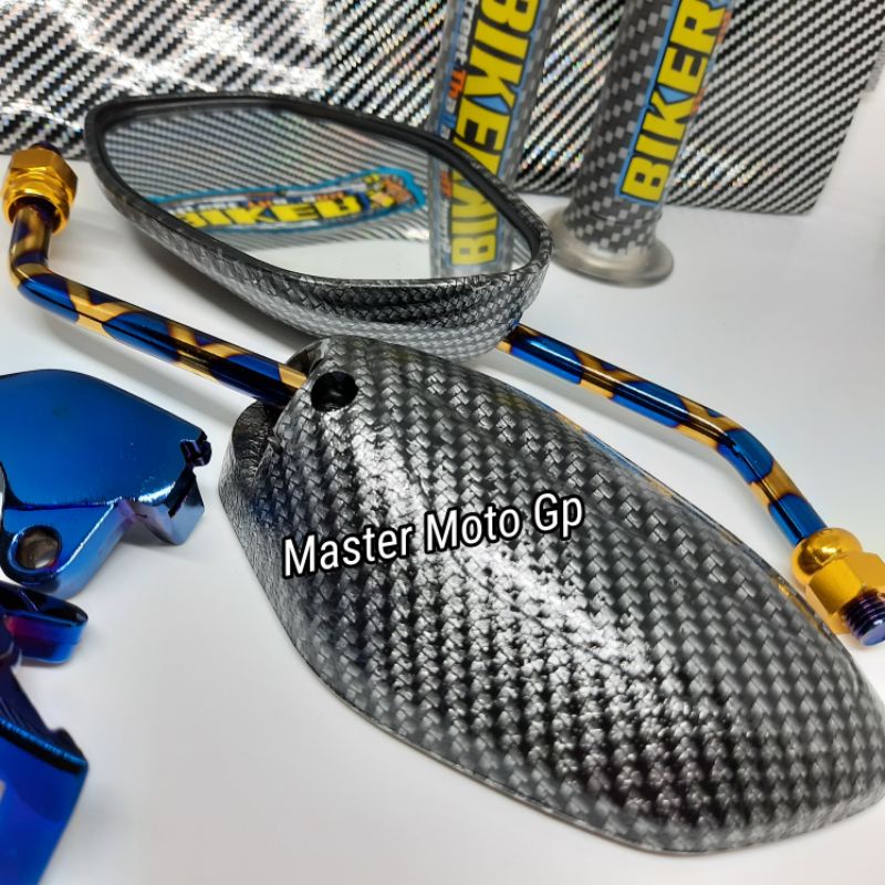 Paket  karbon Twotone vario110 - Beat - Scoopy karbu Spion Standar Beat xblue kulit jok handle grip