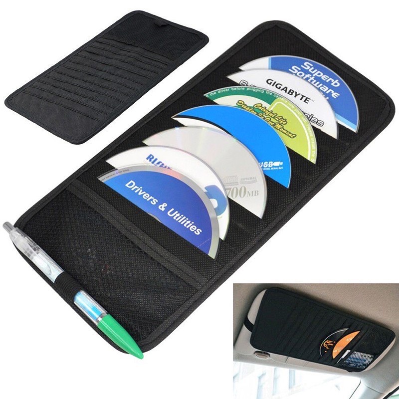 tempat cd Car Organizer Tempat Kartu Di Mobil Sunvisor Tempat Taruh CD/DVD Kaset Di Mobil Selip Kartu