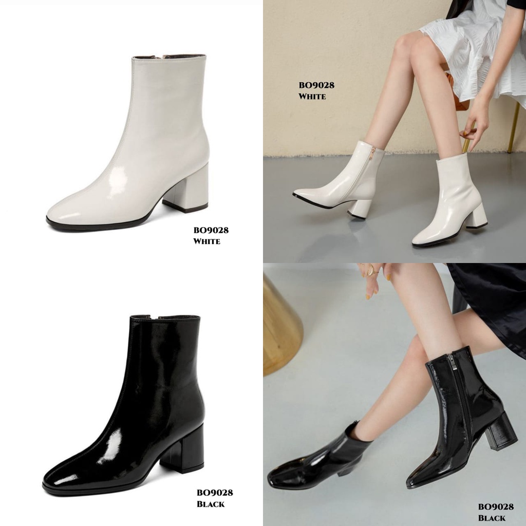 ✅PINKEY P042 SEPATU GLOSSY HEELS BOOTS WANITA KOREA