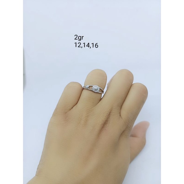 Cincin perak 925 cor mata putih / perhiasan silver 925  berlapis emas import