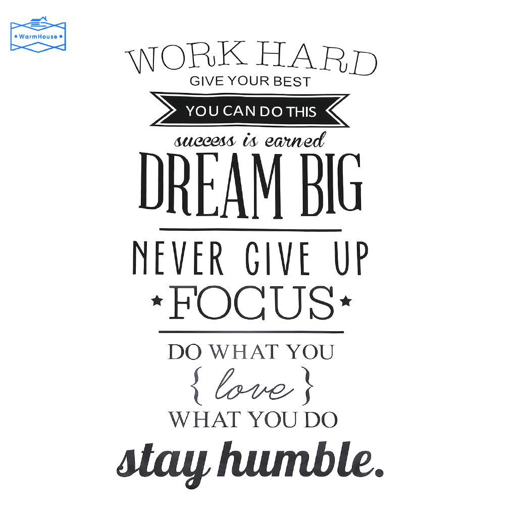 Work Hard Dream Big Quote Wall Sticker Office Inspirational Decal