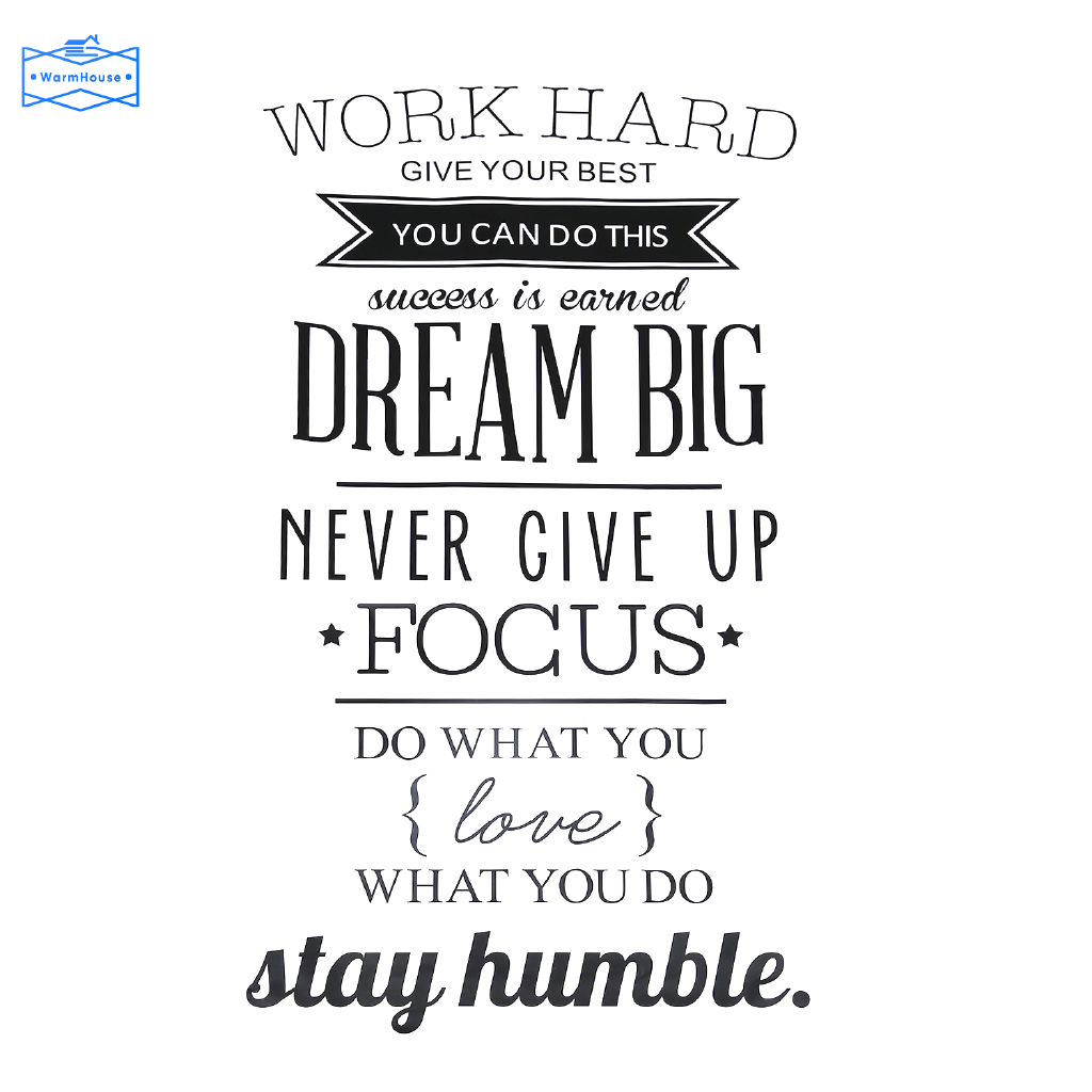 Work Hard Dream Big Quote Wall Sticker Office Inspirational Decal Work Hard Dream Big Quote Wall Sticker Office Inspirational Decal